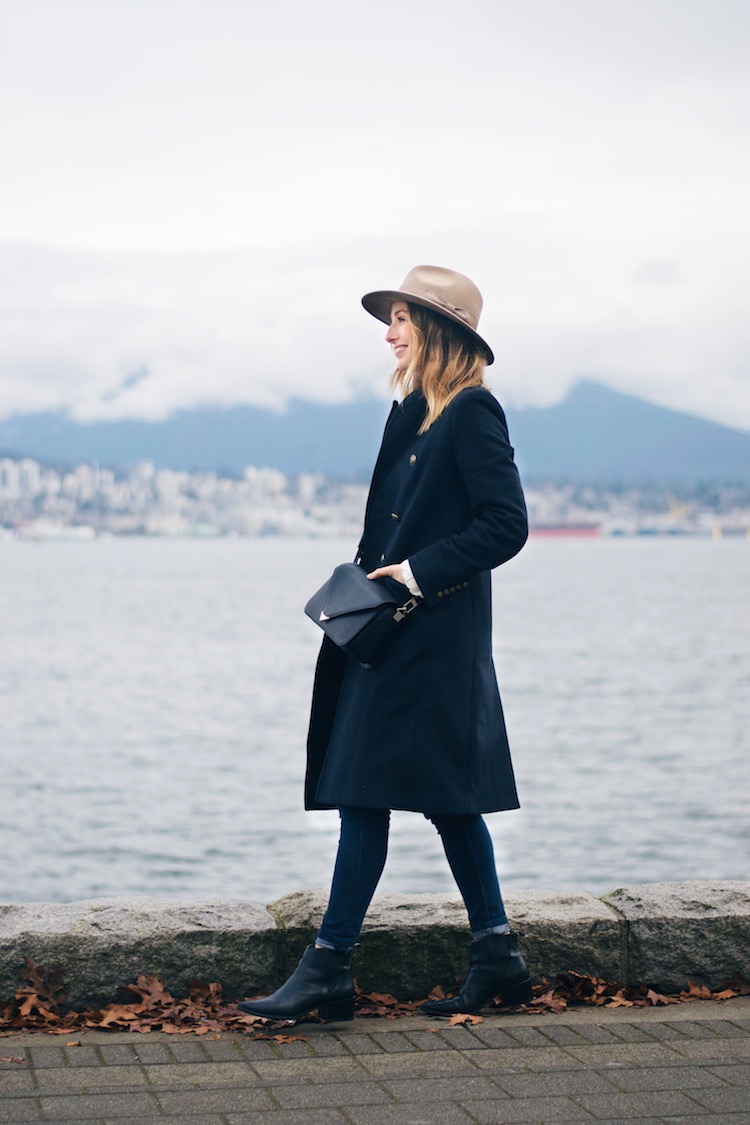 hat coat effortless lazy day outfit